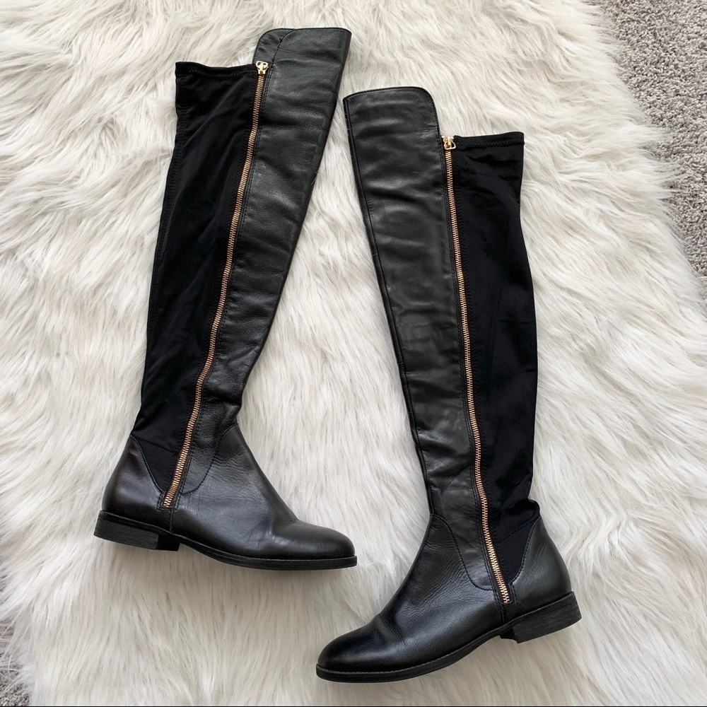 Over-The-Knee Black Leather Aldo Boots
